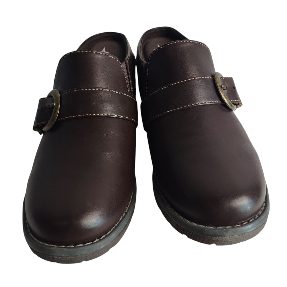 Eastland Erin Slides Mules Clogs Women Brown Faux Leather Buckle Size 9.5M - Picture 3 of 13